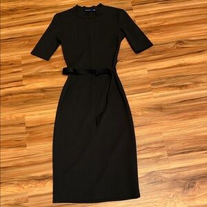 Zara Black Belted Midi Dress